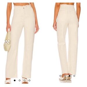 NWT WeWoreWhat Frayed‎ Waistband Straight Leg Jeans 26 Cream